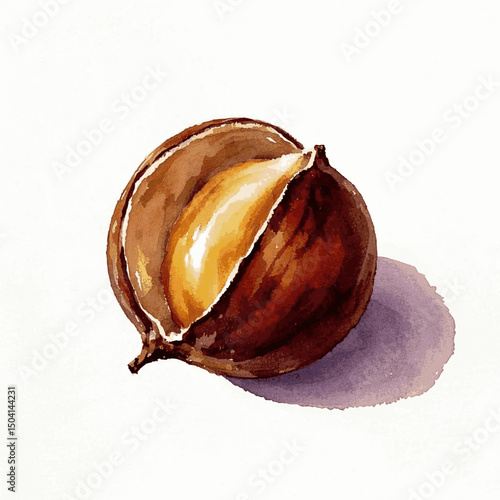 Rustic Veil: Chestnut Pigment chestnut isolated watercolor vector illustration svg