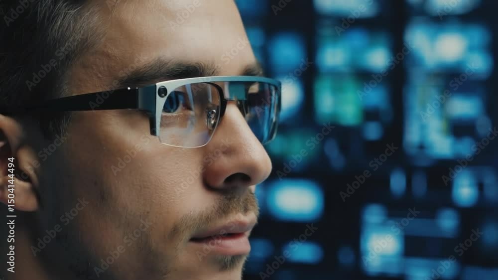 Spy with a hidden camera in his glasses. Spy with a hidden camera in his glasses.