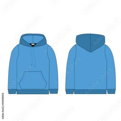 Hoodie Minimalist Simple Design Mockup Template Commercial Use. Blue shirt isolated on white