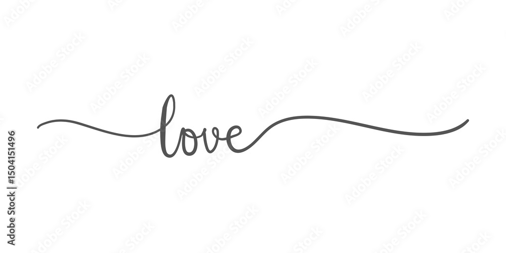 Obraz premium Continuous one line drawing of love typography lettering script font typographic lineart design. Minimalism concept of romantic card, banner, and poster sign and symbol.