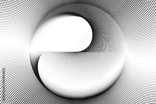 Halftone vortex distortion gradient – abstract dot and line wave on transparent background for technology, sound, music. dots and lines halftone illustration.