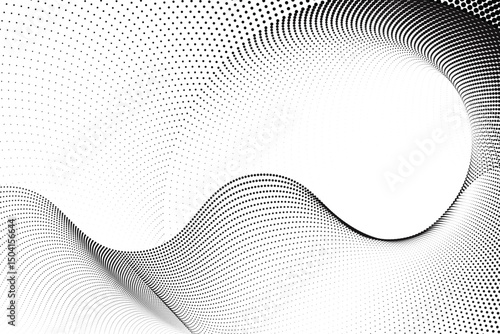 Halftone vortex distortion gradient – abstract dot and line wave on transparent background for technology, sound, music. dots and lines halftone illustration.