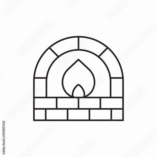 fireplace fire coziness warmth home icon sign vector
