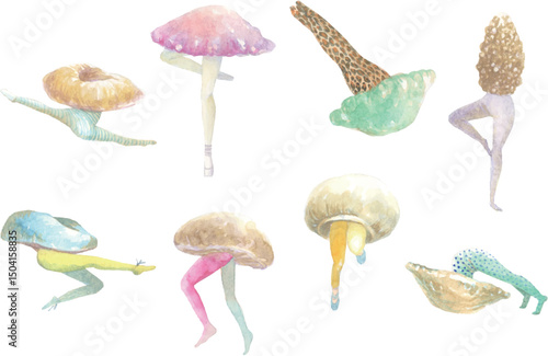 きのこびとの水彩画イラストセット 05