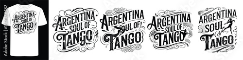 Argentina Typography Shirt with Grunge Style Travel Elements