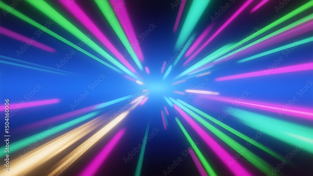 Obraz premium Abstract background with colorful light streaks radiating from a central point