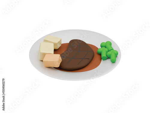 beef steak icon 3d illustration render