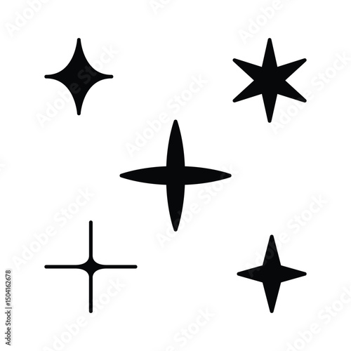 Wallpaper Mural Solid Sparkle Star Vector Set, Bold Black Star Icons for Modern Designs. Torontodigital.ca