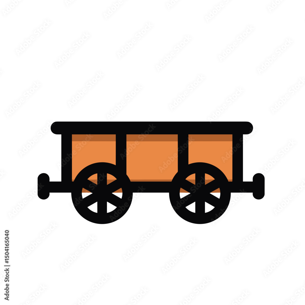 Fototapeta premium Cartoon Train Wagon Vector Illustration with Simple Design and Bold Outlines for Transportation Concepts