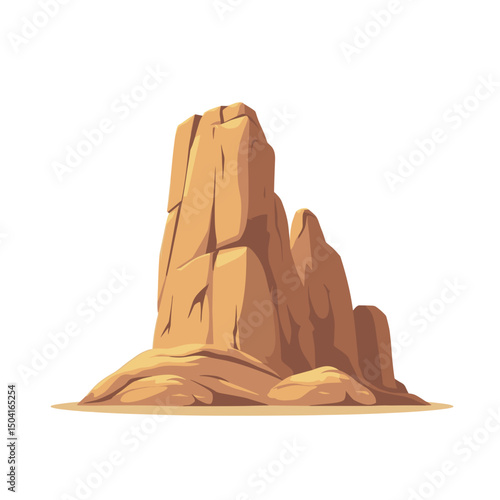 Cartoon Illustration of a Desert Rock Formation with Sandstone Texture and Warm Color Palette