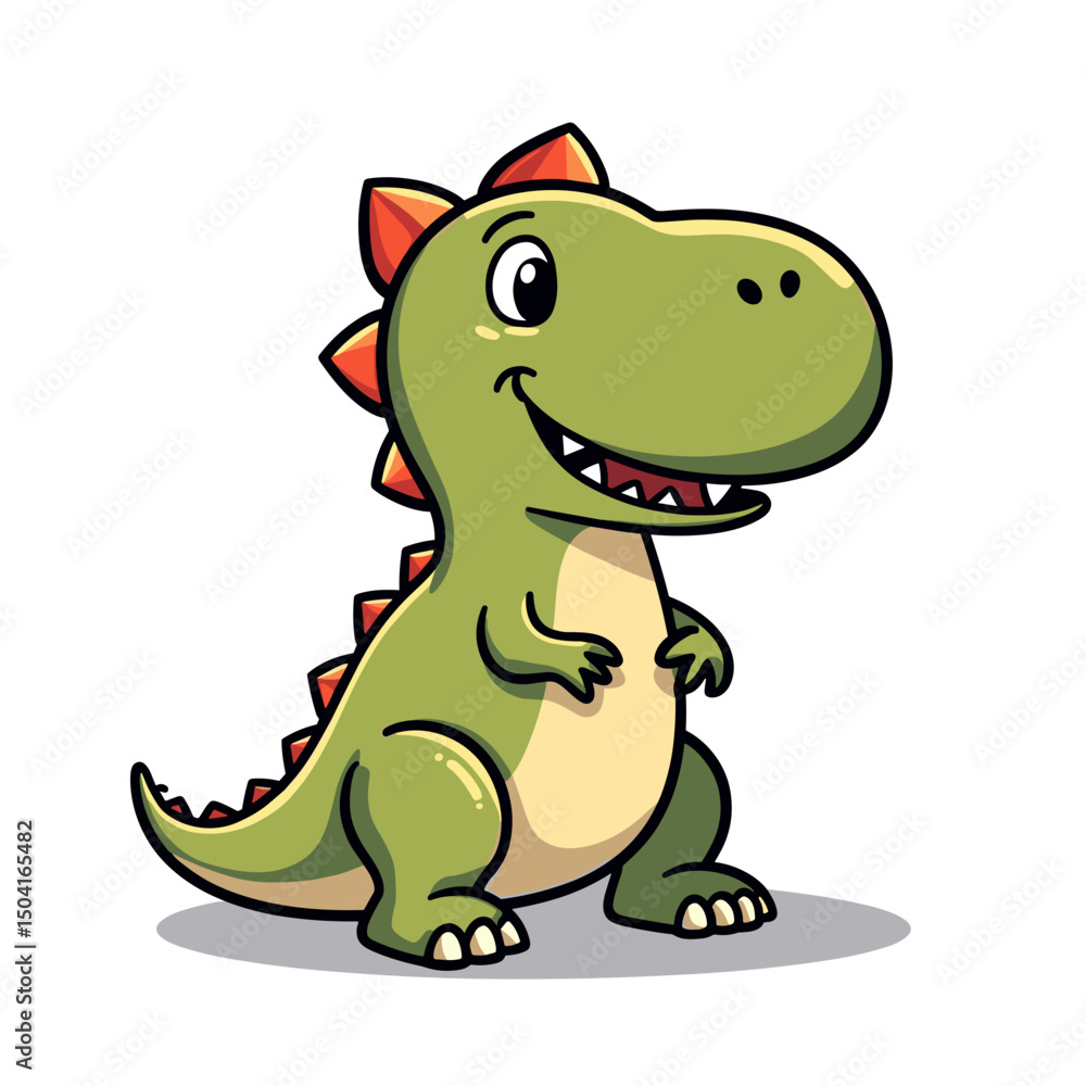 Fototapeta premium Cute Cartoon Dinosaur Standing and Smiling with Friendly Expression Vector Illustration