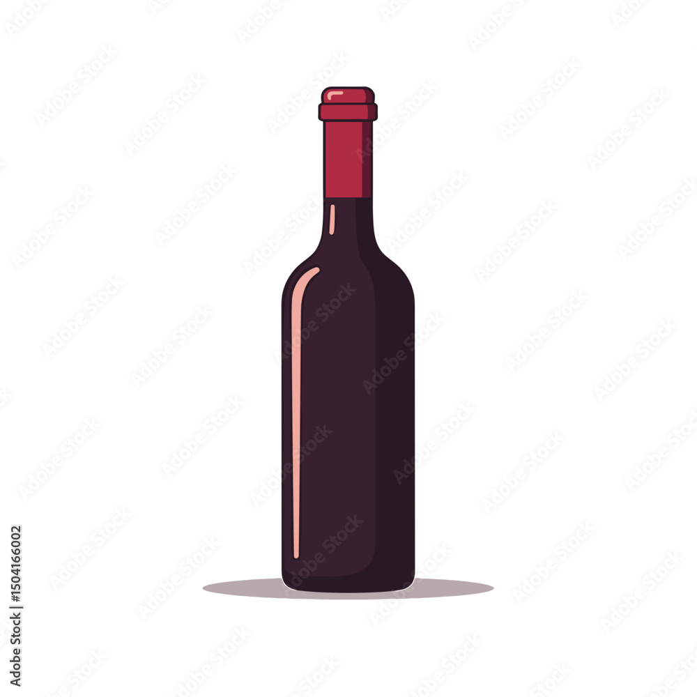 Elegant Vector Illustration of a Red Wine Bottle with a Red Cap and Label Elegant Vector Illustration of a Red Wine Bottle with a Red Cap and Label