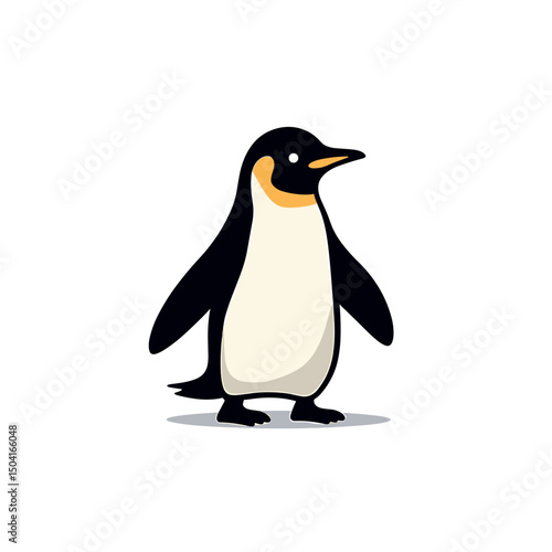Cute Cartoon Emperor Penguin Standing Isolated on White Background Vector Illustration