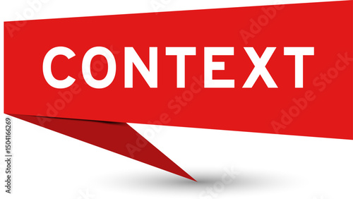 Redcolor speech banner with word context on white background