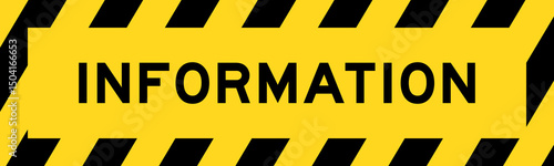 Yellow and black color with line striped label banner with word informationYellow and black color with line striped label banner with word information