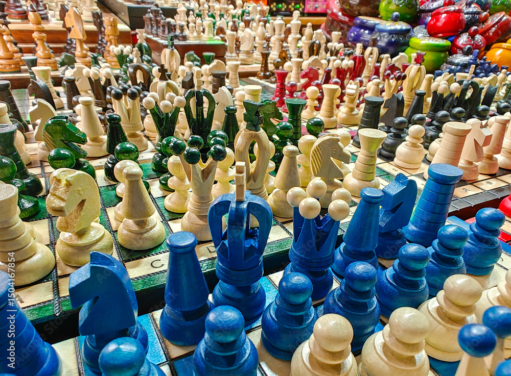 Obraz premium Beautiful cut out Chess sold in the Christmas market