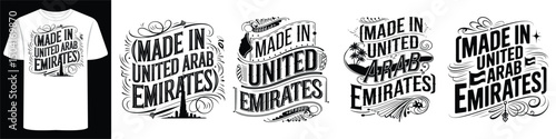 United Emirates, emirates, Typography Shirt with Grunge Style Travel Elements