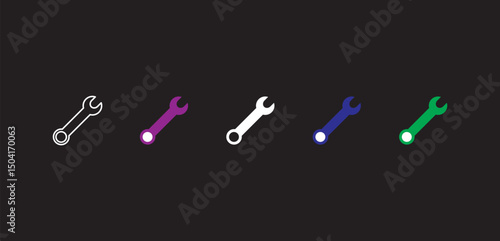 Wrench icon vector. repair icon vector. tools icon vector. repair icon vector.  Spanner symbol, Mechanic spanner sign set. Professional mechanical maintain tool sign for UI.  tools icon vector
