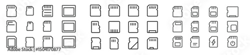 Collection of various memory card designs arranged in a grid layout for digital storage reference
