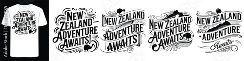 New Zealand T-Shirt with Hand-Drawn Lettering