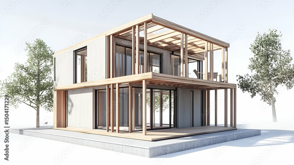 Modern Two Story House Architectural Rendering Modern Two Story House Architectural Rendering
