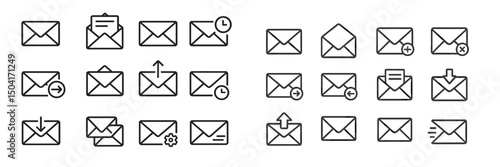 Various envelope icons illustrating email actions and functions in a modern digital interface