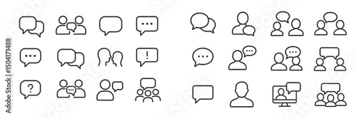 Collection of diverse speech bubbles and conversation icons for communication design