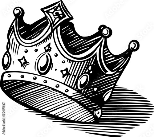 vintage crown illustration ornate, hand drawn royal headpiece with detailed embellishments