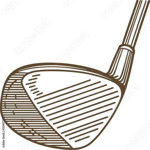 Vintage golf club illustration classic design, line art, sporting equipment