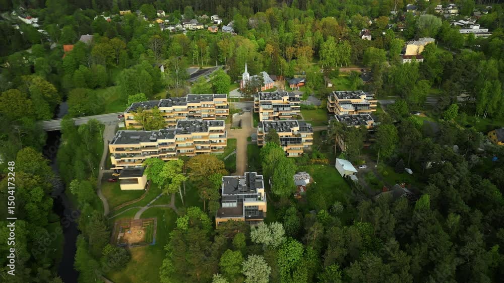 custom made wallpaper toronto digitalStunning Aerial Footage Showcasing a Beautiful Lush Green Landscape Accompanied by Modern Architecture Elements