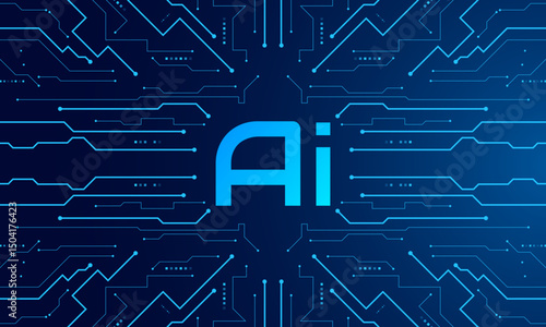 Artificial Intelligence ,AI chipset on circuit board, futuristic Technology Concept	
