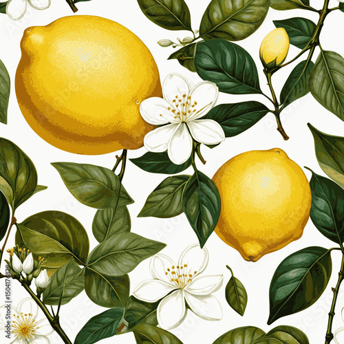 lemon tree branch with leaves