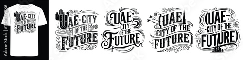 United Arab Emirates Tropical Surf Vibes Shirt with Travel Typography Print