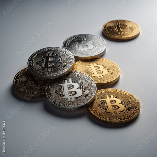 stack of coins on a white background