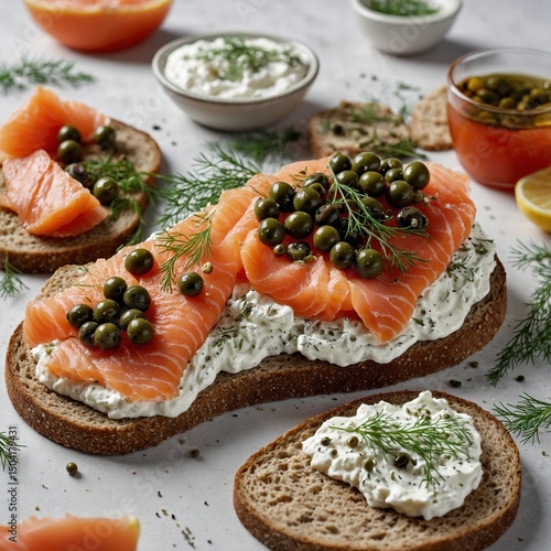 smoked salmon with dill and olives