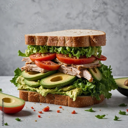 sandwich with ham and vegetables
