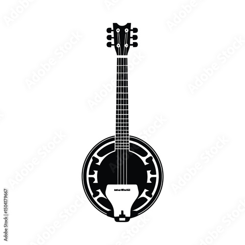 Banjo music instrument simple minimal black silhouette