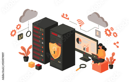 Secure Cloud Server Data Protection Robust Cybersecurity Solutions for Enhanced Data Privacy and Network Security.  Ensuring Safe Data Management and Efficient Cloud Computing.