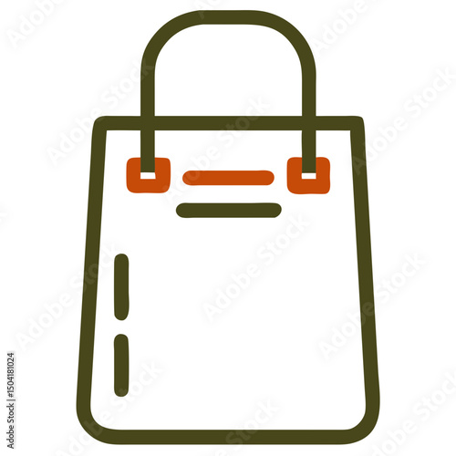 Shopping bag icon with handles in neutral colors and minimalist style