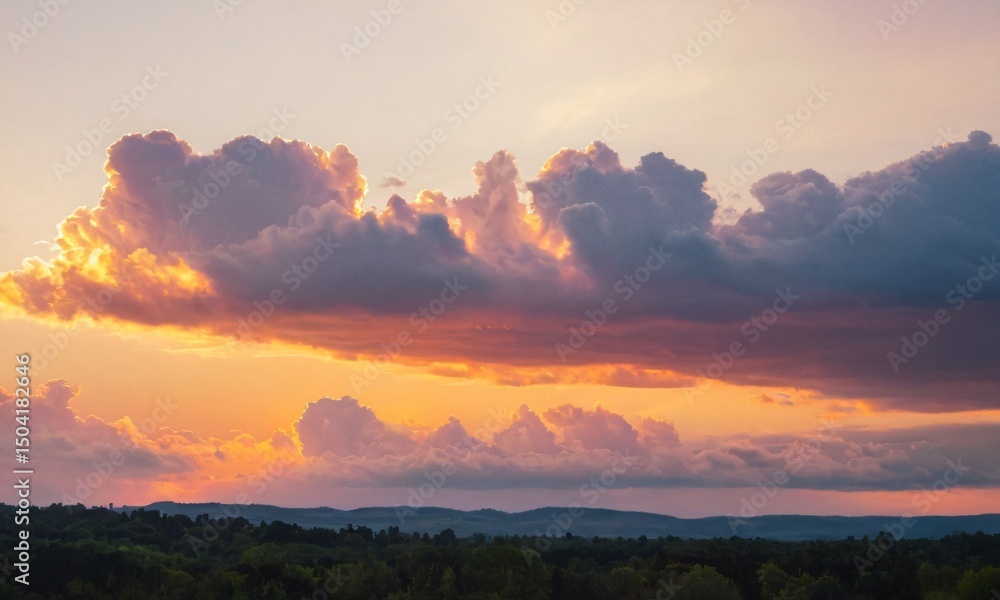 Naklejka premium 붉은노을,하늘풍경,멋있는구름