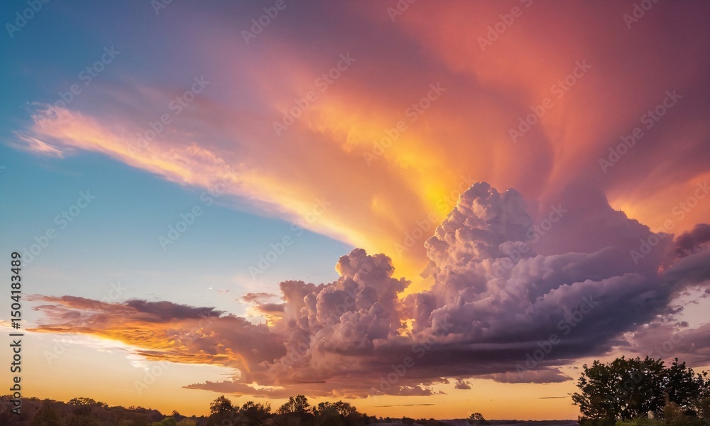 Obraz premium 붉은노을,하늘풍경,멋있는구름