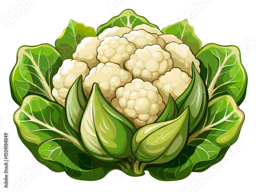 vector of Fresh cauliflower, isolated on white background. generated image