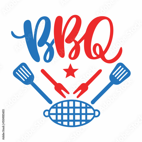 Patriotic bbq grill design with utensils