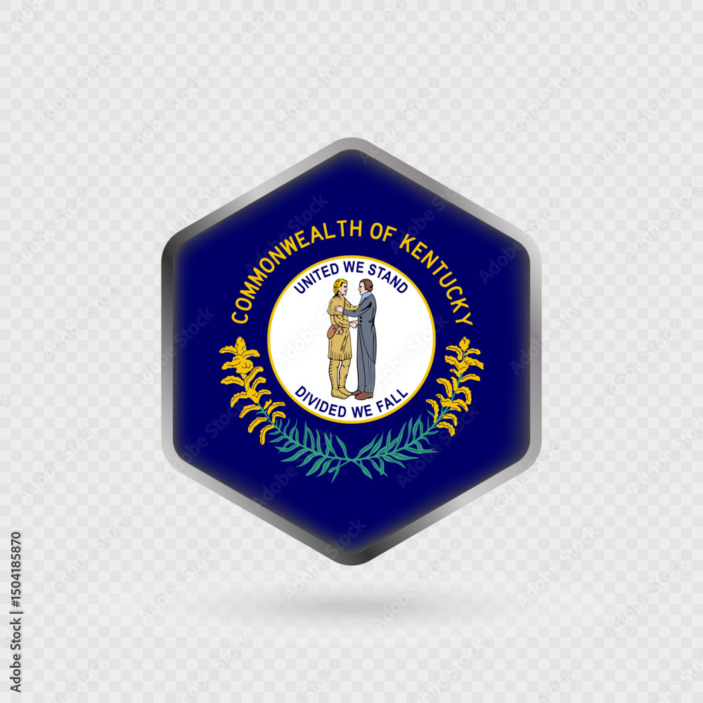 Fototapeta premium Kentucky State Flag Icon in Hexagon Shape.