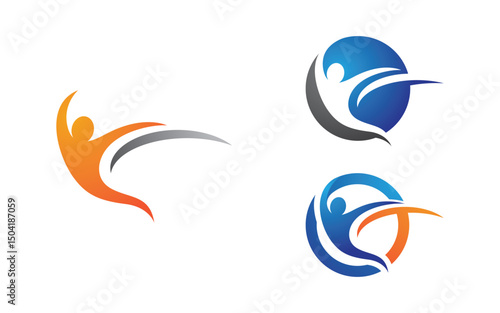 Healthy life Human fit sport logo sign illustration v.160