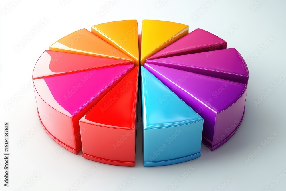 Obraz premium Colorful Pie Chart Segments for Business and Marketing Presentations