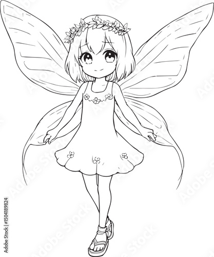 coloring cute fairy for kids 