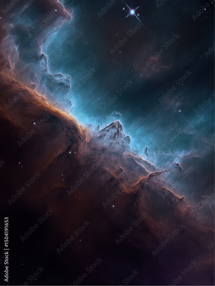 Obraz premium Celestial wonders showcasing a vivid nebula with interstellar clouds in the vast expanse of Outer Space