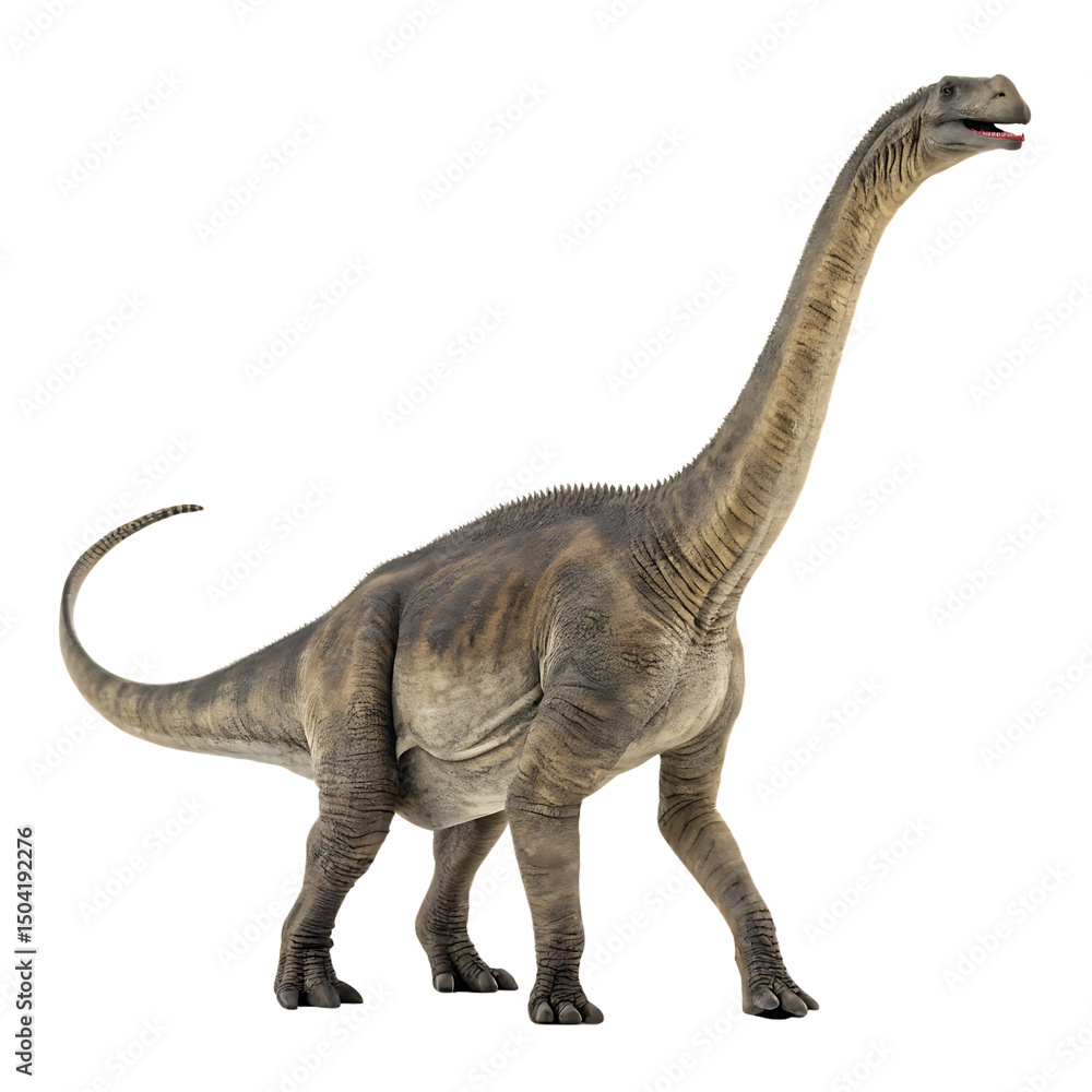 Obraz premium Giant Alamosaurus sauropod dinosaur long necked herbivore isolated on a transparent background