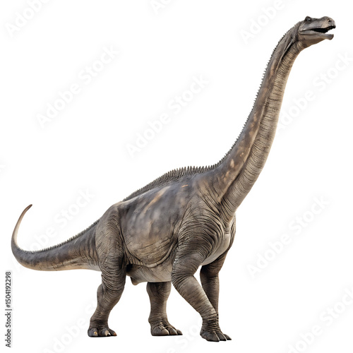 Massive Alamosaurus a long necked plant eating dinosaur isolated on a transparent background